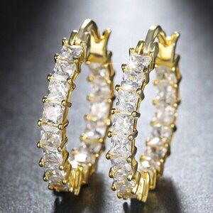 💎"Shiny Cubic Zirconia ia Big Hoop 14K Gold Plated Earrings Women,INDN8629